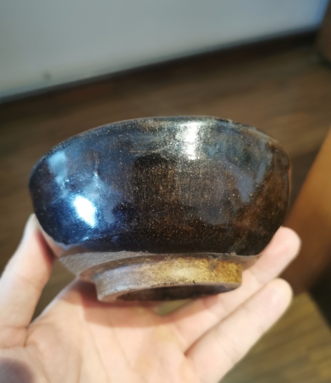 古玩陶瓷明代?窯變褐釉澀圈盞拍賣,當前價格360元