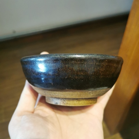 古玩陶瓷明代?窯變褐釉澀圈盞拍賣,當前價格360元