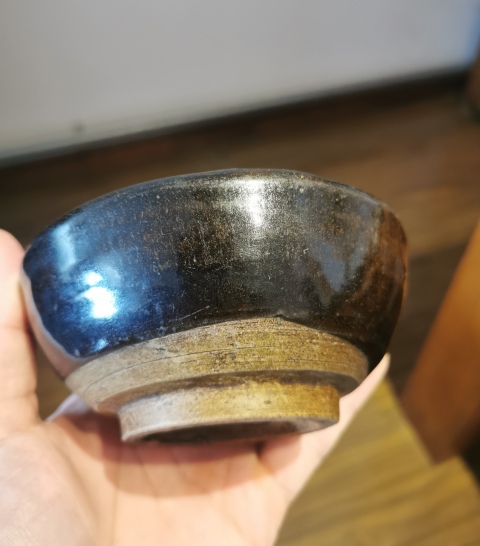 古玩陶瓷明代?窯變褐釉澀圈盞拍賣,當前價格360元