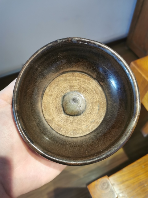 古玩陶瓷明代?窯變褐釉澀圈盞拍賣,當前價格360元