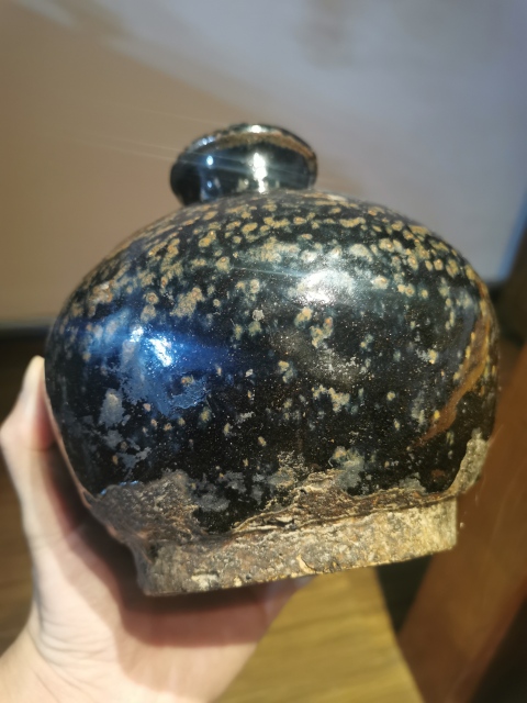 古玩陶瓷明末清初?黑釉鐵銹花瓶拍賣，當前價格888元