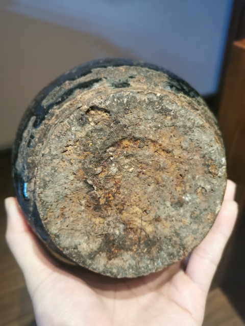 古玩陶瓷明末清初?黑釉鐵銹花瓶拍賣，當前價格888元