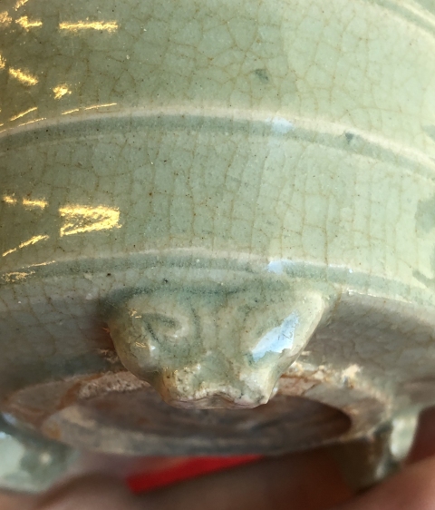 古玩陶瓷明代·青釉筒式爐真品鑒賞圖