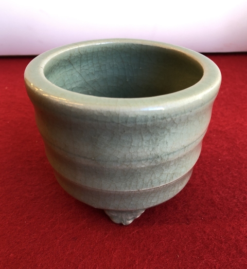 古玩陶瓷明代·青釉筒式爐真品鑒賞圖