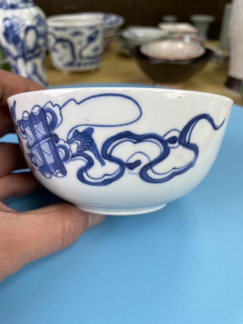 古玩陶瓷清道光 青花鳳凰傳書紋大碗（內府二級官）拍賣，當前價格2200元