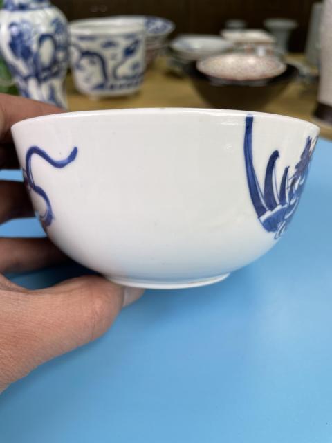 古玩陶瓷清道光 青花鳳凰傳書紋大碗（內府二級官）拍賣，當前價格2200元