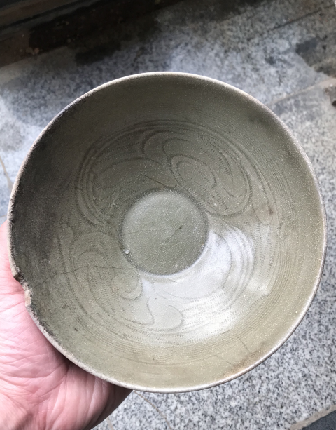 古玩陶瓷同安窯珠光青瓷刻花卉紋斗笠碗拍賣,當前價格399元