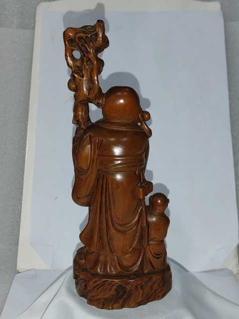 古玩雜項(xiàng)(特價)晚清民國精品黃楊木雕壽星擺件拍賣,當(dāng)前價格680元