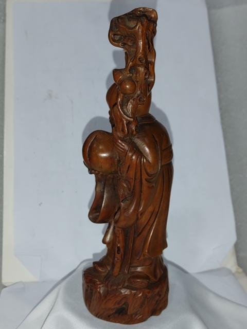 古玩雜項(xiàng)(特價)晚清民國精品黃楊木雕壽星擺件拍賣,當(dāng)前價格680元