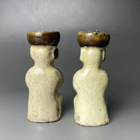 古玩陶瓷清代磁州窯嬰戲形燭臺(tái)拍賣，當(dāng)前價(jià)格700元