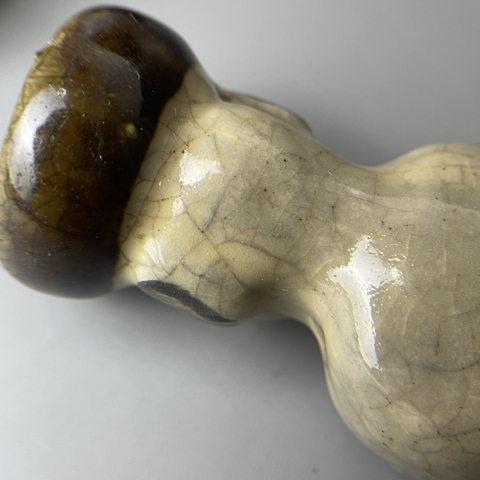 古玩陶瓷清代磁州窯嬰戲形燭臺(tái)拍賣，當(dāng)前價(jià)格700元