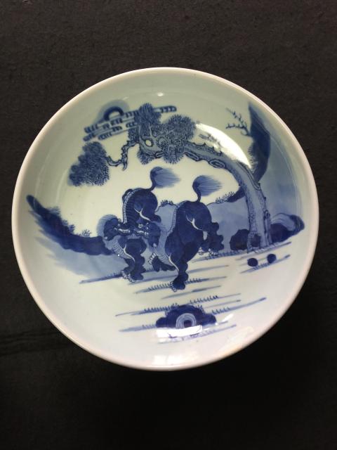 古玩陶瓷青花獅紋盤拍賣,當前價格15800元