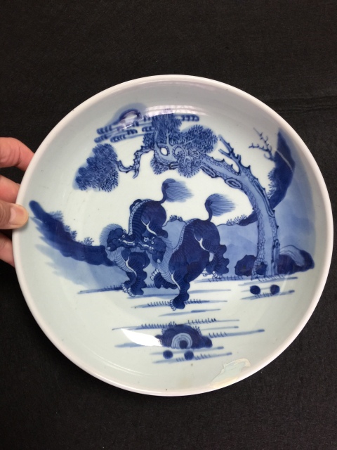 古玩陶瓷青花獅紋盤拍賣,當前價格15800元