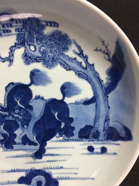 古玩陶瓷青花獅紋盤拍賣,當前價格15800元