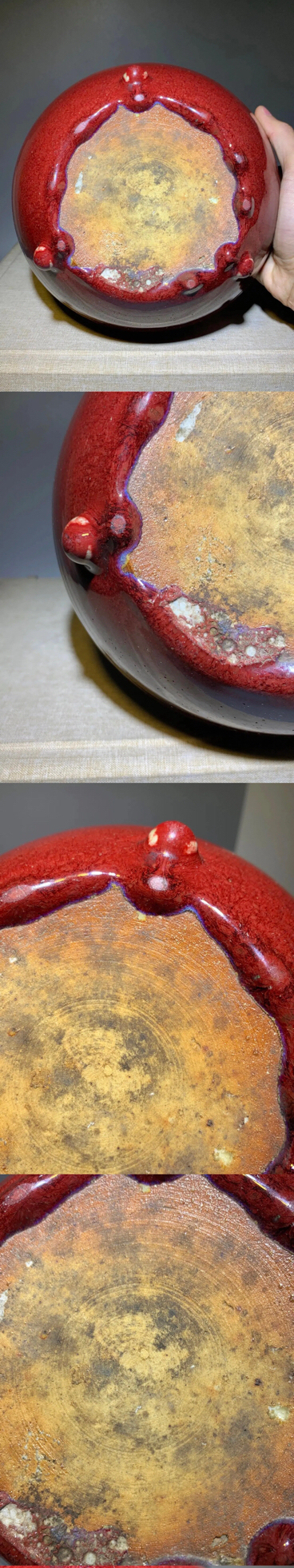 古玩陶瓷(收藏級(jí))鈞紅釉三乳足缽式香爐拍賣(mài),當(dāng)前價(jià)格0元