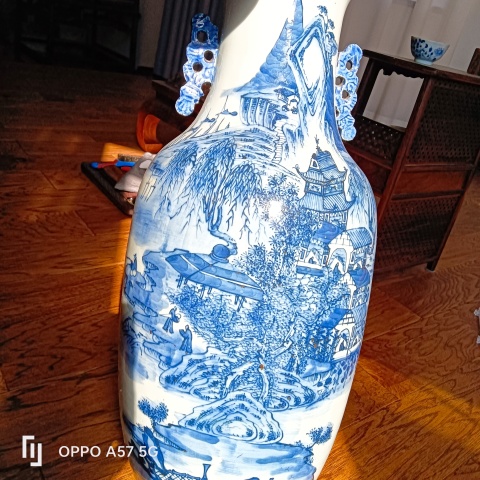 古玩陶瓷清中期山水大瓶拍賣,當前價格15500元