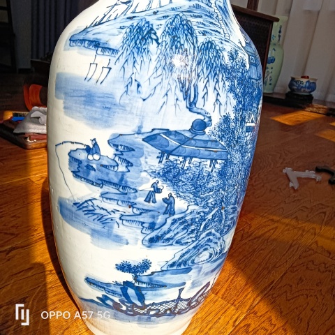 古玩陶瓷清中期山水大瓶拍賣,當前價格15500元