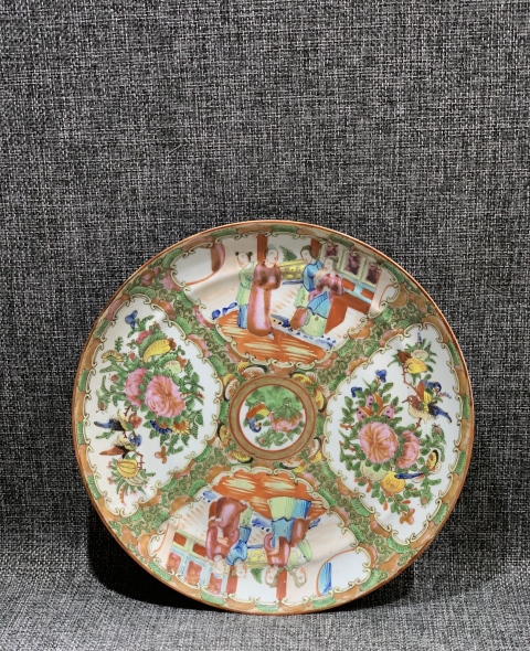 古玩陶瓷【望月樓】晚清廣彩盤拍賣，當前價格1200元
