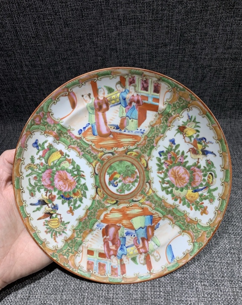 古玩陶瓷【望月樓】晚清廣彩盤拍賣，當前價格1200元