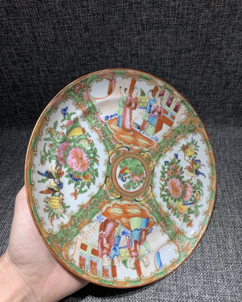古玩陶瓷【望月樓】晚清廣彩盤拍賣，當前價格1200元