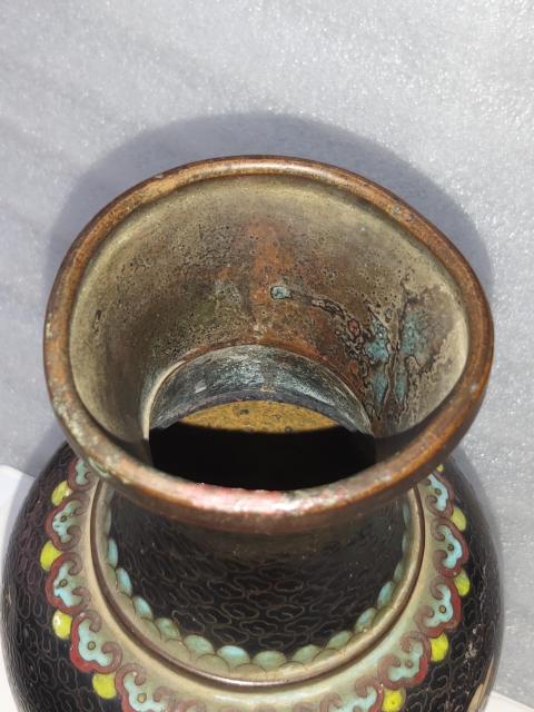 古玩雜項銅胎掐絲琺瑯彩花瓶拍賣，當(dāng)前價格1280元