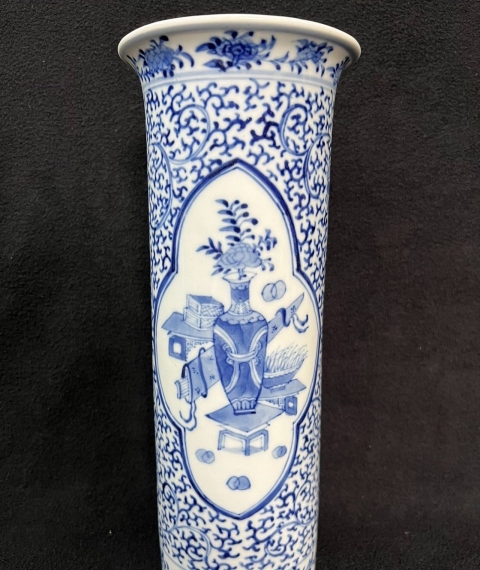古玩陶瓷博古圖青花花觚拍賣,當前價格6500元