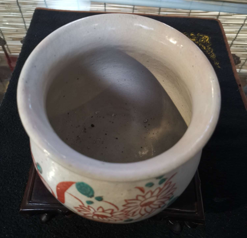 古玩陶瓷民國.紅綠彩花鳥紋罐拍賣,當前價格496元