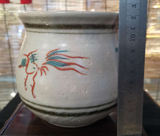 古玩陶瓷民國.紅綠彩花鳥紋罐拍賣,當前價格496元