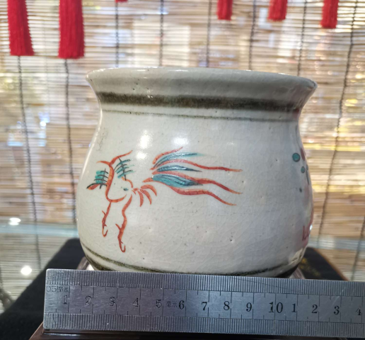 古玩陶瓷民國.紅綠彩花鳥紋罐拍賣,當前價格496元