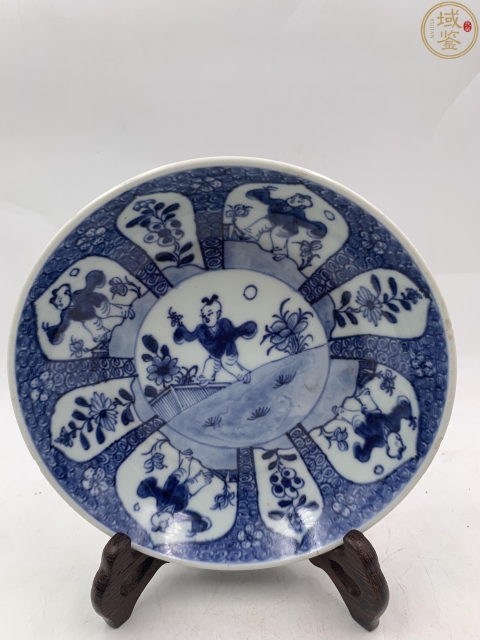古玩陶瓷康熙青花嬰戲盤拍賣，當前價格3888元