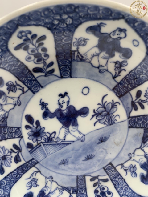古玩陶瓷康熙青花嬰戲盤拍賣，當前價格3888元