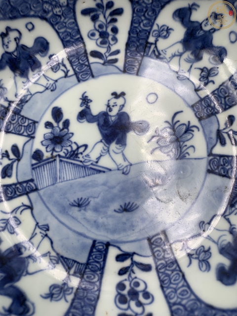 古玩陶瓷康熙青花嬰戲盤拍賣，當前價格3888元