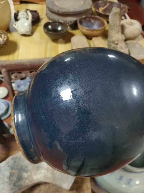 古玩陶瓷乾隆霽藍釉膽式瓶拍賣,當前價格6000元