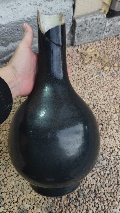 古玩陶瓷乾隆霽藍釉膽式瓶拍賣,當前價格6000元