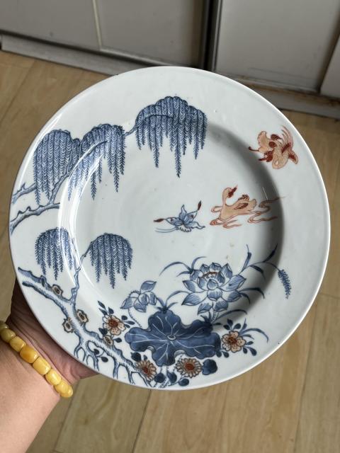 古玩陶瓷雍乾蓮池游禽滿池嬌盤拍賣,當前價格4300元