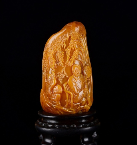 古玩雜項石秀老師作品《禾下乘涼夢》,壽山田黃石拍賣,當前價格50000元