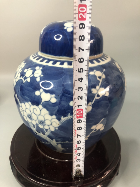 古玩陶瓷晚清青花留白冰梅罐拍賣，當前價格3600元