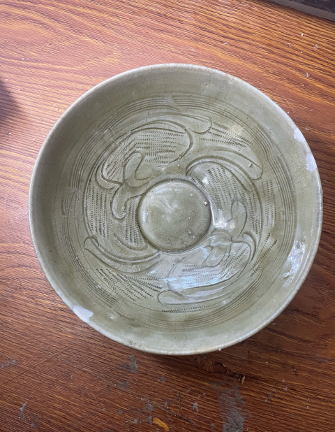 古玩陶瓷【清倉大處理】同安窯珠光青瓷刻花斗笠碗拍賣,當前價格999元