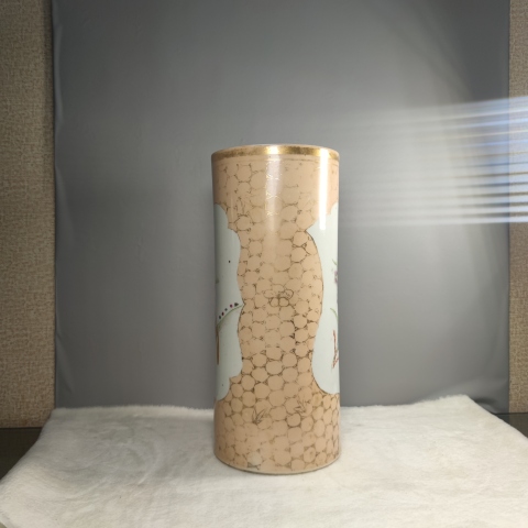 古玩陶瓷民國·錦地開窗粉彩花卉紋帽筒拍賣，當前價格388元