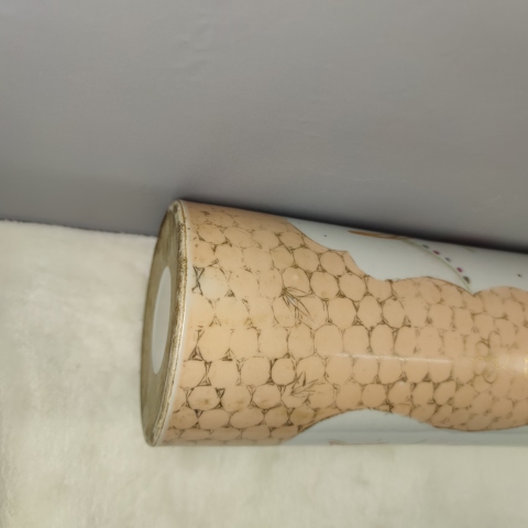 古玩陶瓷民國·錦地開窗粉彩花卉紋帽筒拍賣，當前價格388元