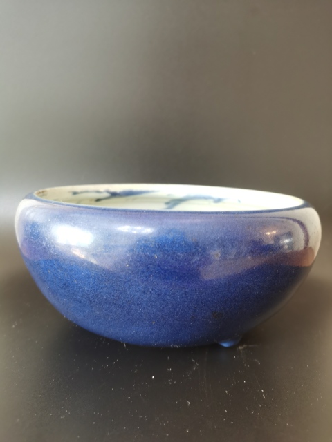 中国古玩　三つ足黒釉香炉7cm11cm image.jpg