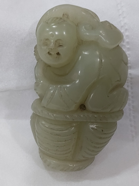 古玩雜項和田玉雕童子掛件拍賣,當前價格1088元