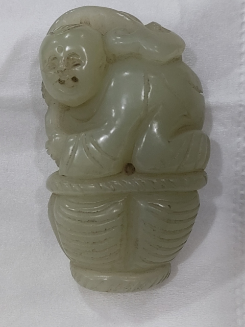 古玩雜項和田玉雕童子掛件拍賣,當前價格1088元