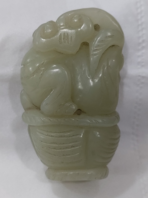 古玩雜項和田玉雕童子掛件拍賣,當前價格1088元