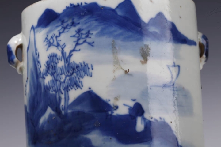 古玩陶瓷清?光緒山水紋青花蓋盅拍賣,當前價格1980元
