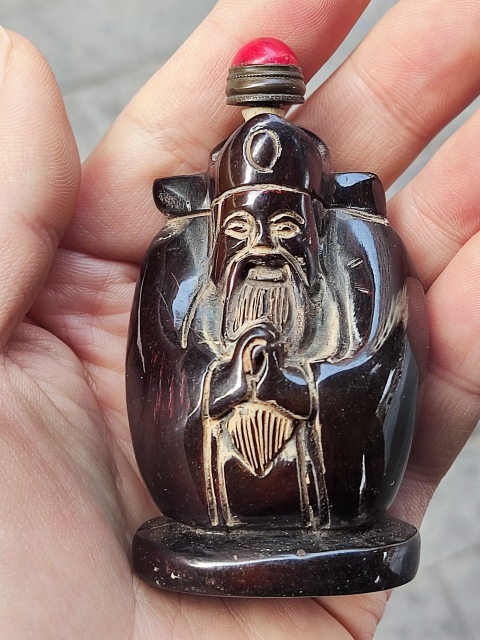 古玩雜項**雕財神鼻煙壺拍賣,當前價格888元