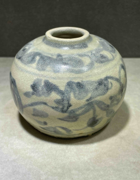 古玩陶瓷明早期青花纏枝花卉水盂拍賣，當前價格1280元