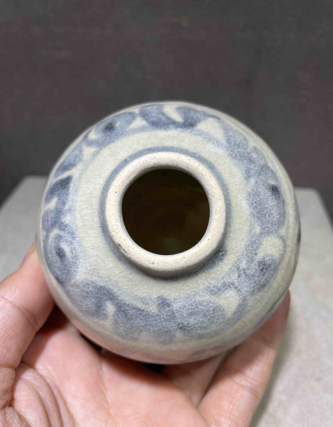 古玩陶瓷明早期青花纏枝花卉水盂拍賣，當前價格1280元