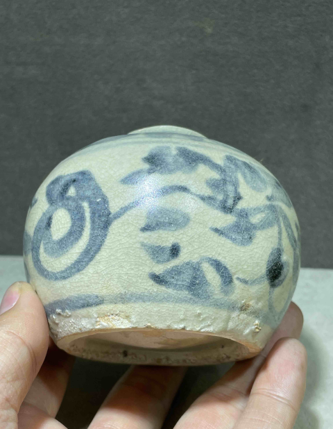 古玩陶瓷明早期青花纏枝花卉水盂拍賣，當前價格1280元