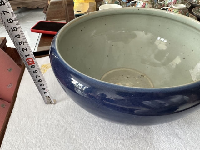 古玩陶瓷清中景德鎮窯口霽藍釉三乳足缽式香爐拍賣，當前價格3650元